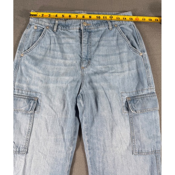 LOFT Wide Leg Cargo Jeans‎ Women's 29 Light Wash Utility Denim Pants Y2K Street - Picture 12 of 12